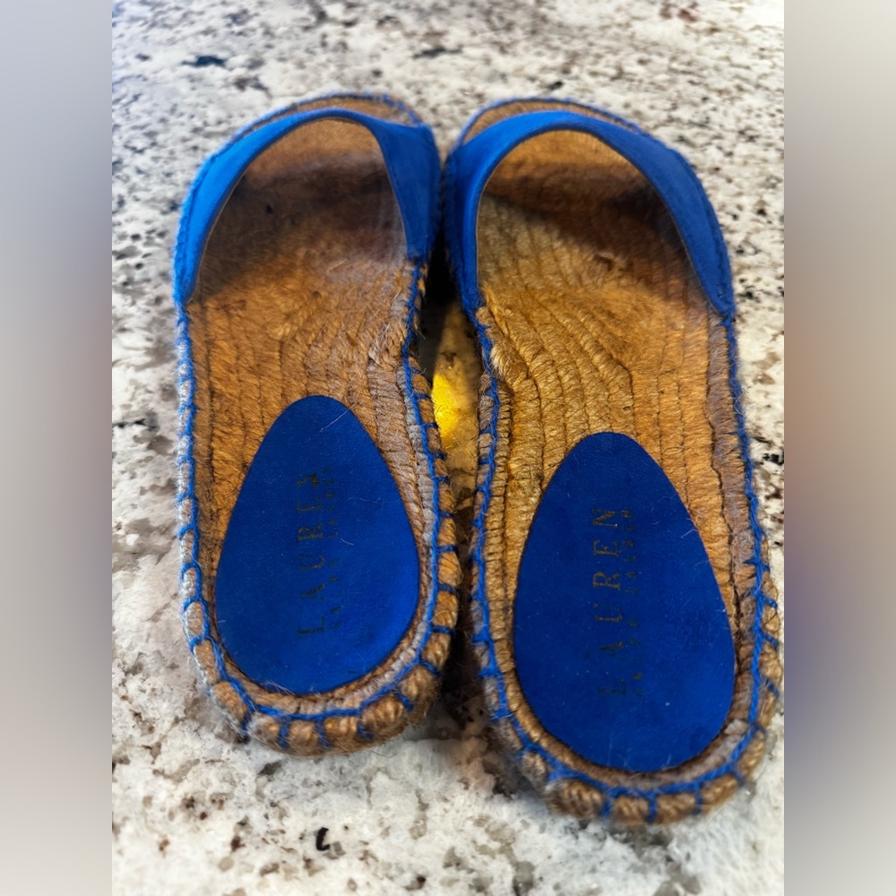 Ralph Lauren Blue Espadrille Slide Sandals - Picture 3 of 6